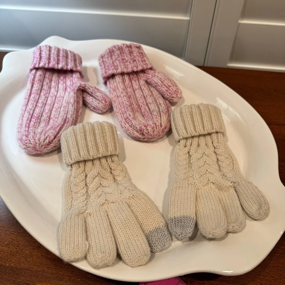 Gap Cozy Kids' Mittens Set - Pink and Cream